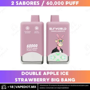 Elfworld Tornado Double Flavor: Double Apple Ice + Strawberry Big Bang 60,000 Puff