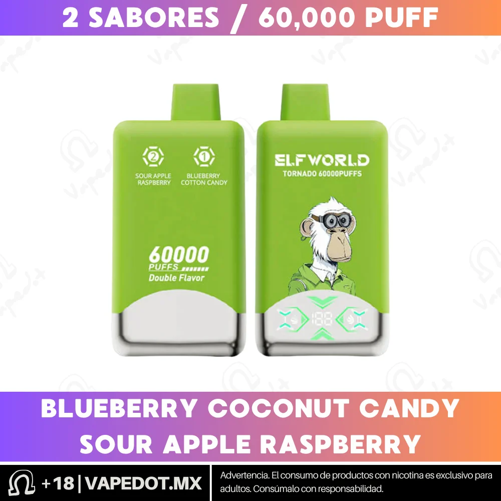 Elfworld Tornado Double Flavor: Double Apple Ice + Strawberry Big Bang 60,000 Puff
