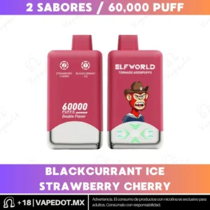 Elfworld Tornado Double Flavor: Blackcurrant Ice + Strawberry Cherry 60,000 Puff