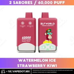 Elfworld Tornado Double Flavor: Watermelon Ice + Strawberry Kiwi 60,000 Puff