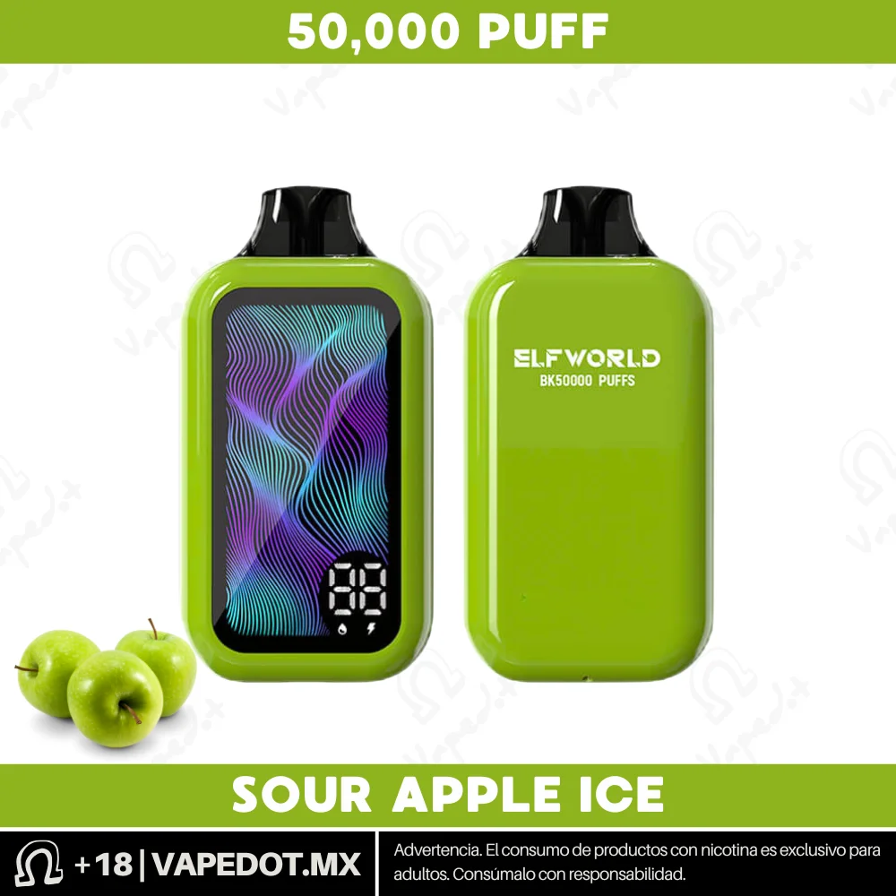 Elfworld BK50000: Sour Apple Ice 50,000 Puff