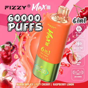 Fizzy Max lll (6 en 1): Blueberry Ice + Fizzy Cherry + Raspberry Lemon 60,000 Puff