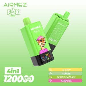 Airmez Fox (4 en 1): Cherry + Love 66 + Berry Lemonade + Grape Ice 120,000 Puff