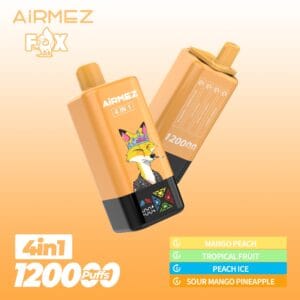 Airmez Fox (4 en 1): Mango Peach + Tropical Fruit + Peach Ice + Sour Mango Pineapple 120,000 Puff