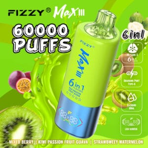 Fizzy Max lll (6 en 1): Mixed Berry + Kiwi Passion Fruit Guava + Strawberry Watermelon 60,000 Puff