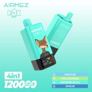 Airmez Fox (4 en 1): Peach Ice + Pink Lemonade + Watermelon Ice + Dr Blue 120,000 Puff