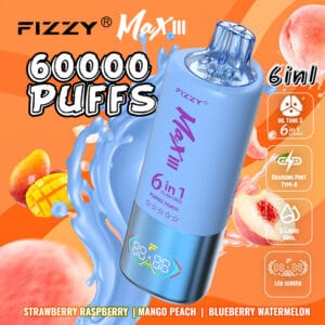 Fizzy Max lll (6 en 1): Strawberry Raspberry + Mango Peach + Blueberry Watermelon 60,000 Puff