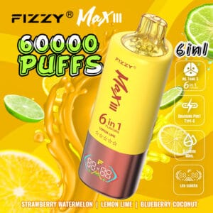 Fizzy Max lll (6 en 1): Strawberry Watermelon + Lemon Lime + Blueberry Coconut 60,000 Puff